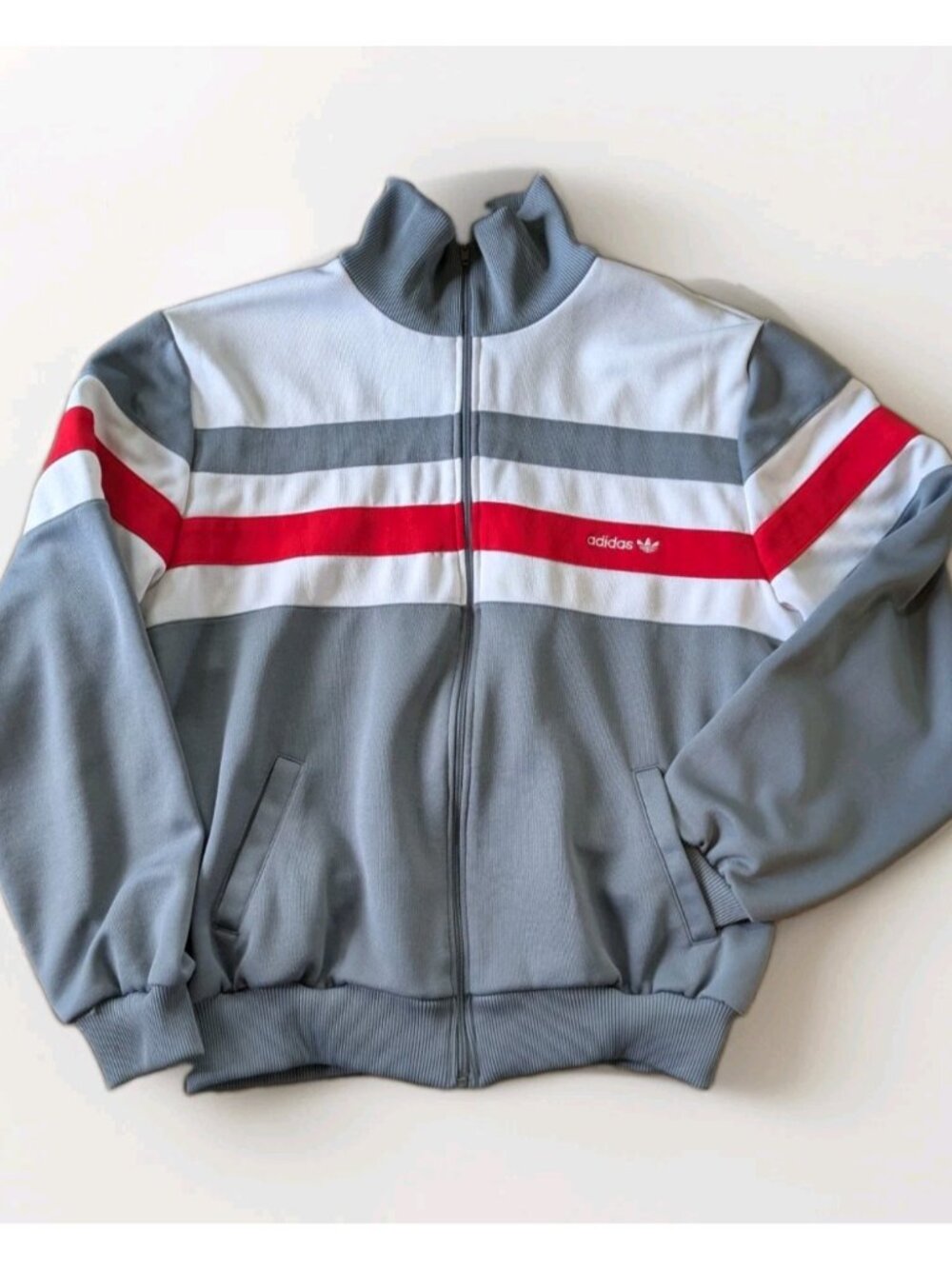 Vintage 80s Adidas Trefoil Track Jacket Colorblock Gray XL Made In Taiwan Street